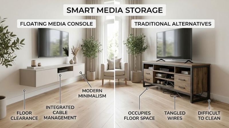 Wall Mounted Media Console vs Floor-Standing TV Stand